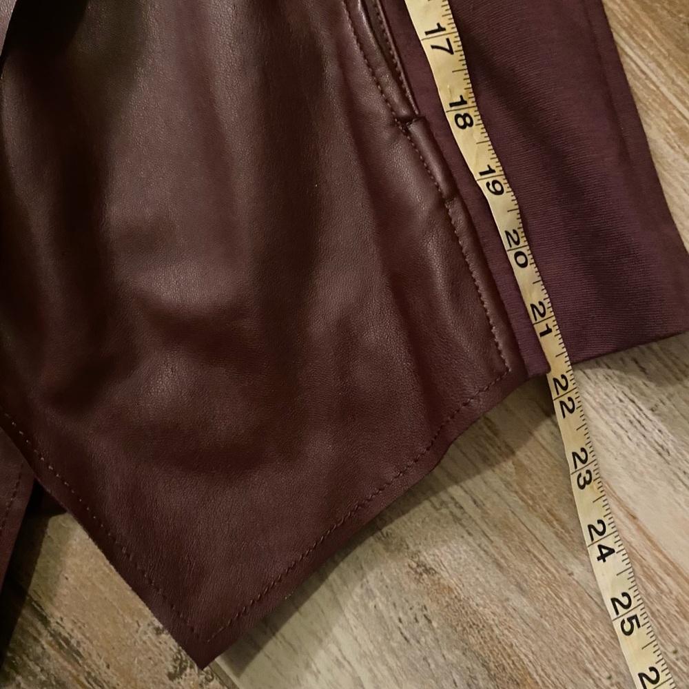 Kut from the Kloth Womens Draped Faux-Suede & Leatherette Jacket Burgundy - Picture 6 of 8